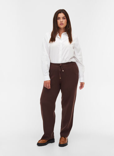Pantalon en tricot avec cordon de serrage, Coffee Bean, Model image number 0