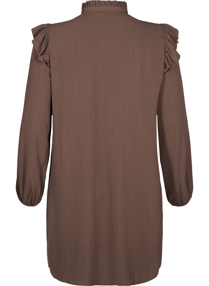 Robe courte à volants et paillettes, Marron, Packshot image number 1