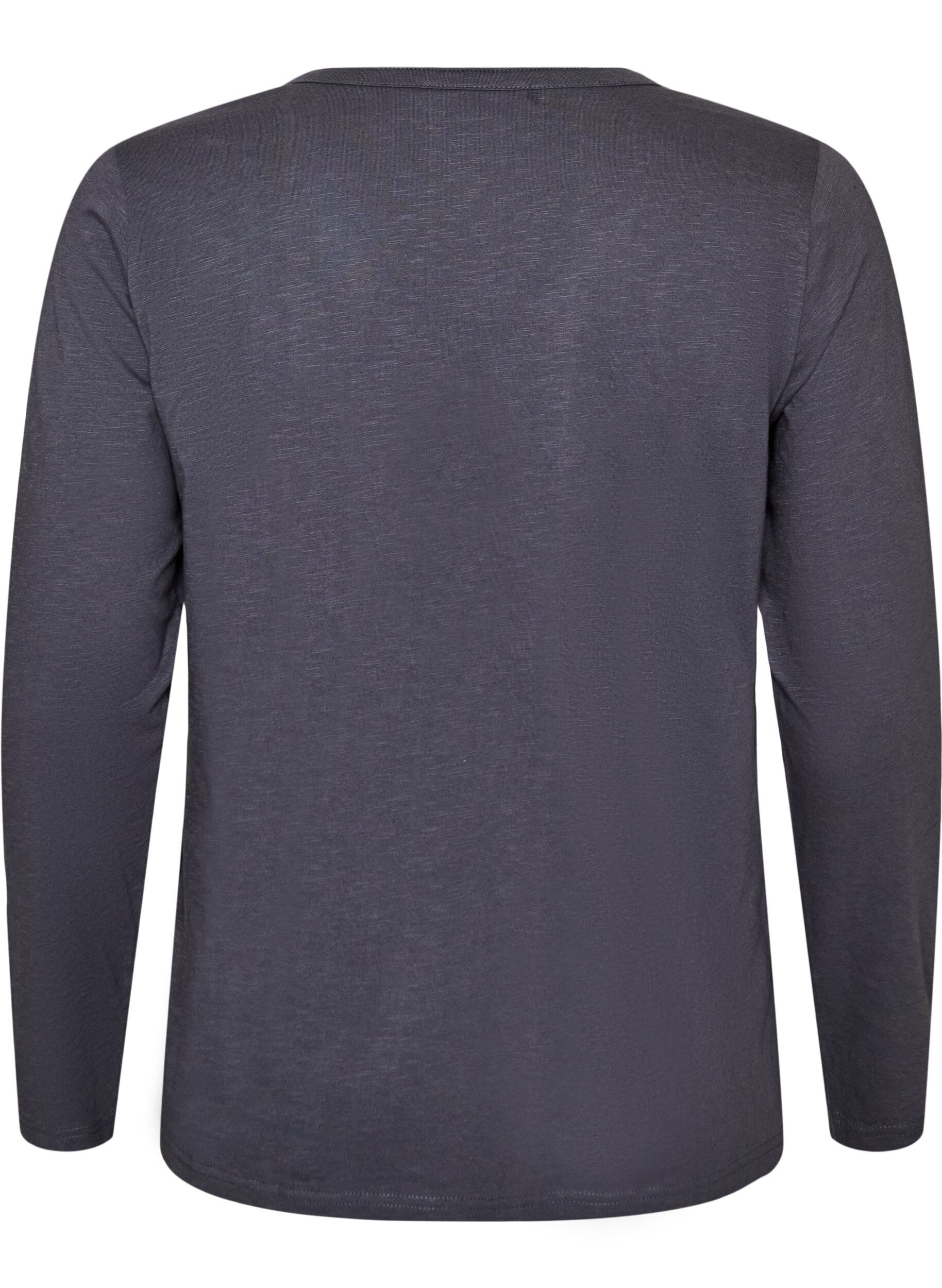 ZizziT-shirt met lange mouwen, V-hals en knopen, Grijs, Packshot image number 1