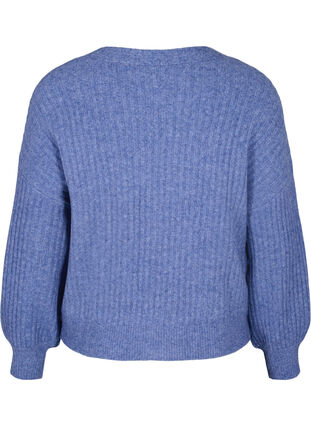 Cardigan mélangé en tricot côtelé, Gray Blue Mel., Packshot image number 1