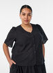 Blouse en broderie anglaise avec fermeture boutonn&eacute;e, Noir, Model image number 0