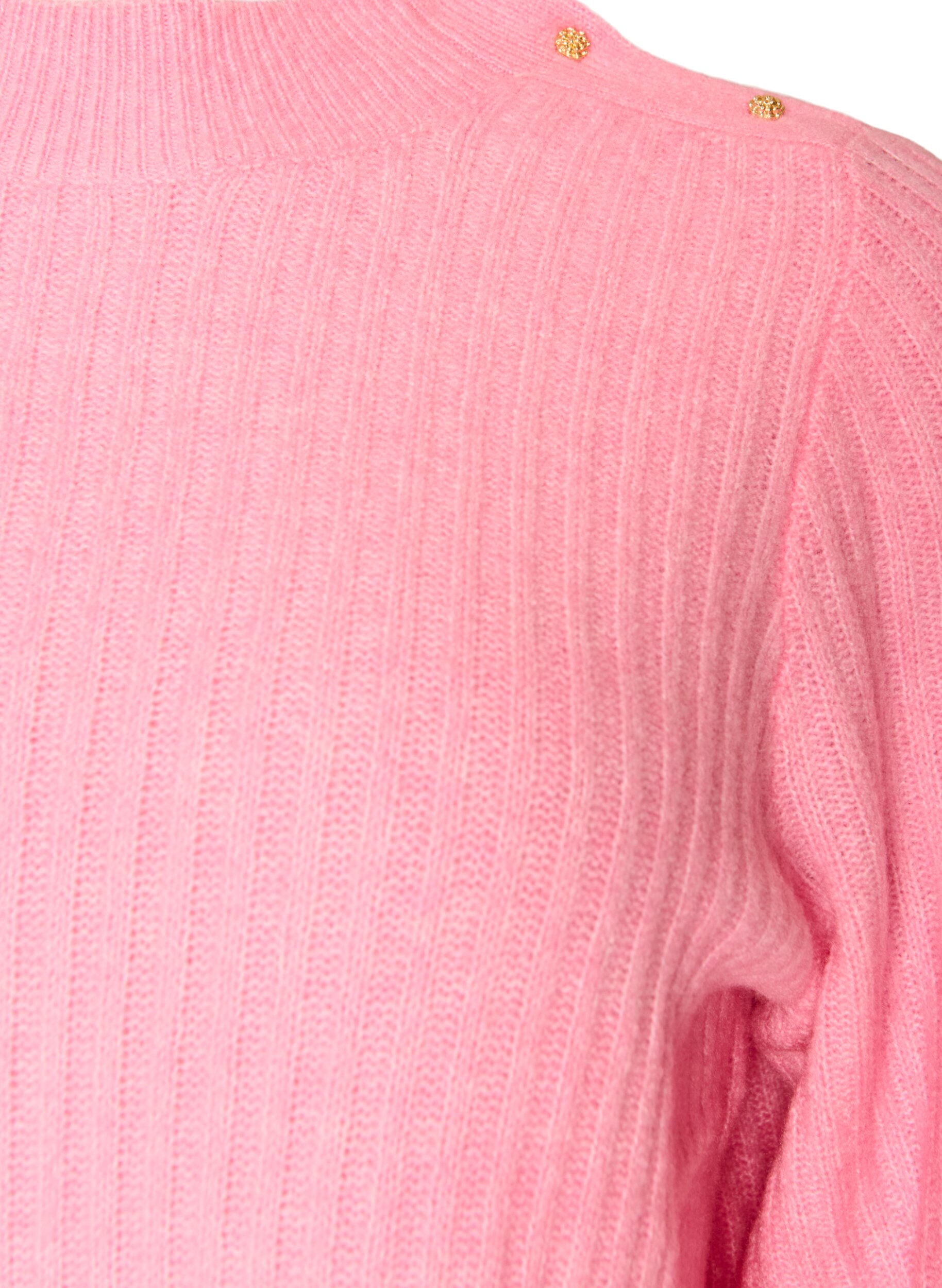 ZizziPull c&ocirc;tel&eacute; &agrave; manches bouffantes et boutons, Rose, Packshot image number 2