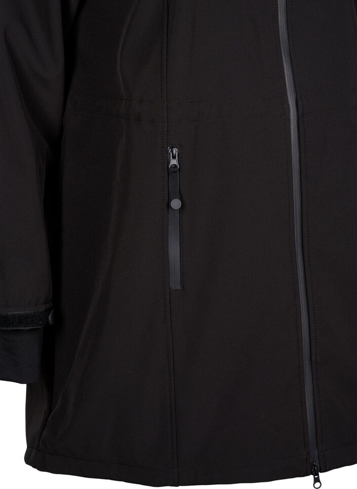 Softshell jas met afneembare capuchon, Zwart, Packshot image number 3