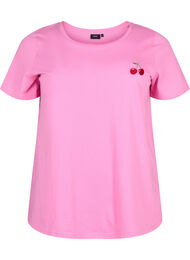 T-shirt en coton avec une cerise brodée, Roseb. W. CherryEMB., Packshot