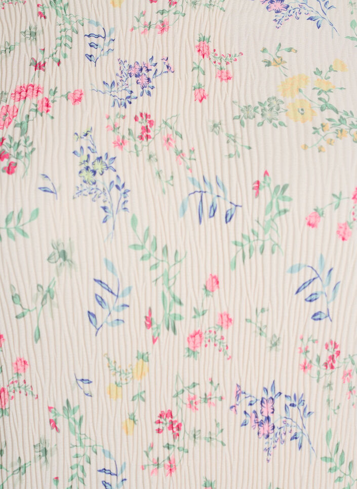 Jurk met bloemenprint en golvende textuur, Beige, Packshot image number 2