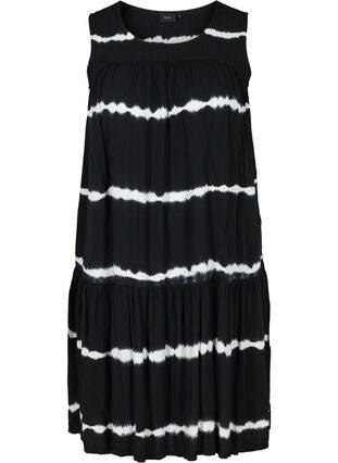 Viscose midi-jurk met print, Black Batik, Packshot image number 0