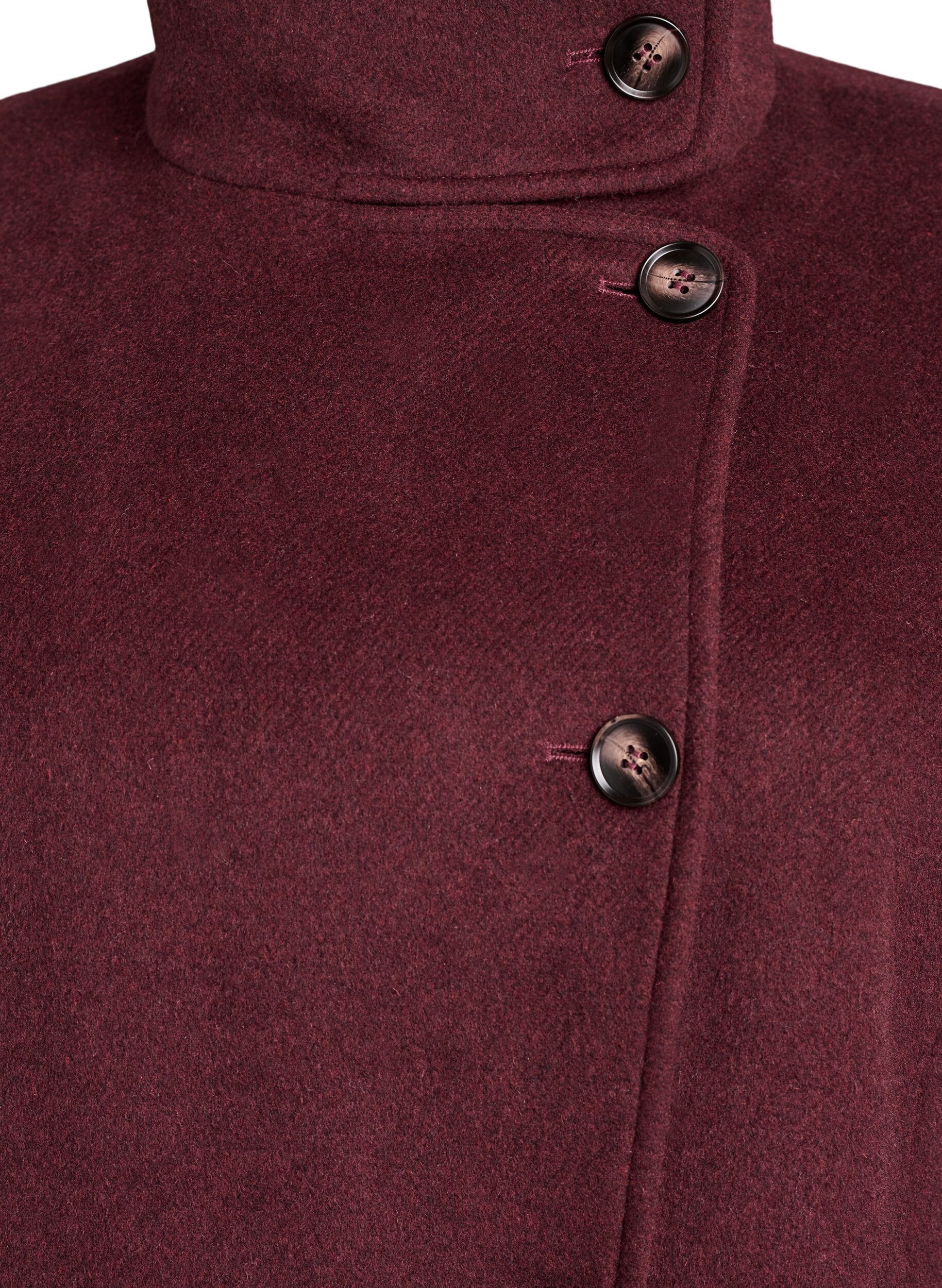 ZizziMantel met wol en opstaande kraag, Rood, Packshot image number 2