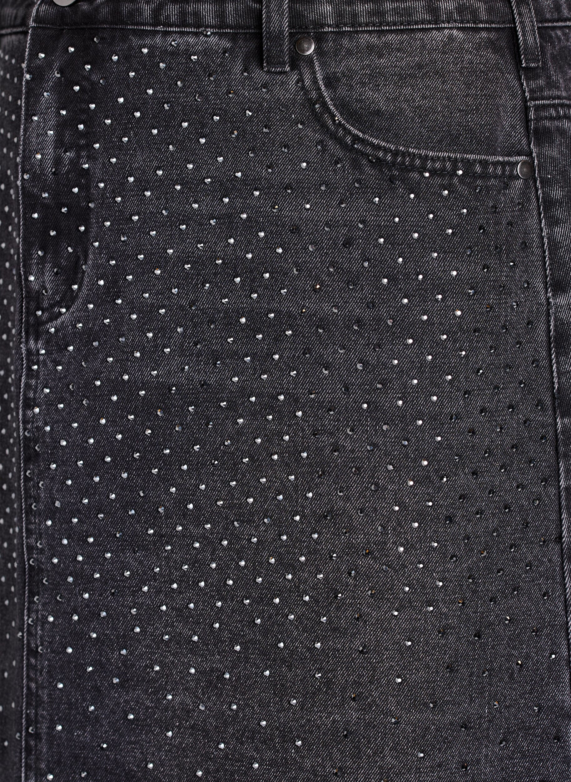 ZizziKorte denimrok met stenen., Grijs, Packshot image number 2
