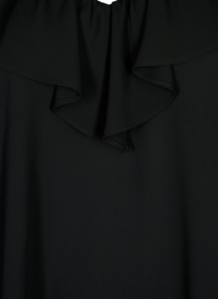  Blouse met ruches en lange mouwen, Black, Packshot image number 2