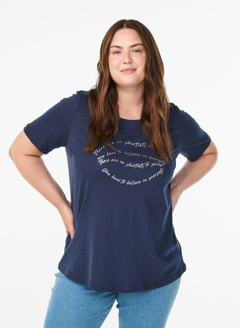 T-shirt imprim&eacute;, Bleu, Model image number 0