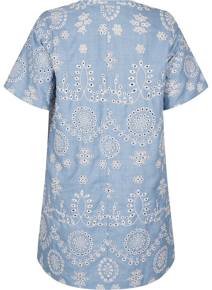 Korte jurk met een decoratief opengewerkt patroon, Blauw, Packshot image number 1