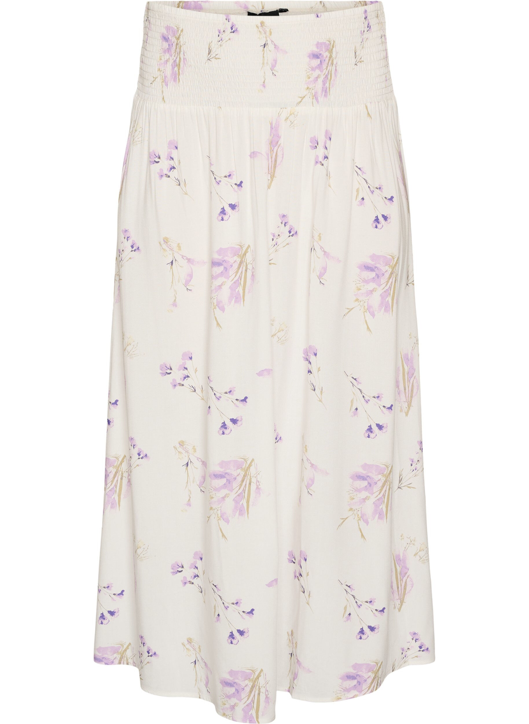ZizziViscose maxi-rok met smock, Wit, Packshot image number 0