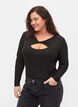 Blouse met uitgesneden detail en lange mouwen, Black, Model image number 0
