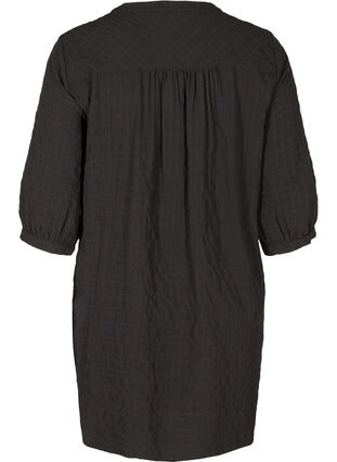 Tunique chemise à carreaux à manches 3/4, Black, Packshot image number 1