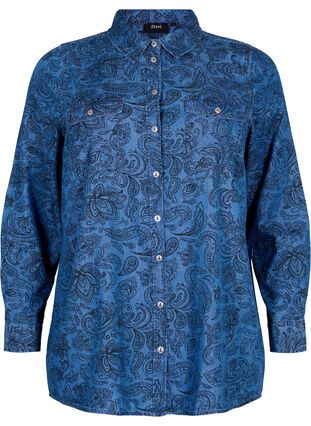 Chemise en coton à carreaux, Blue Paisley, Packshot image number 0