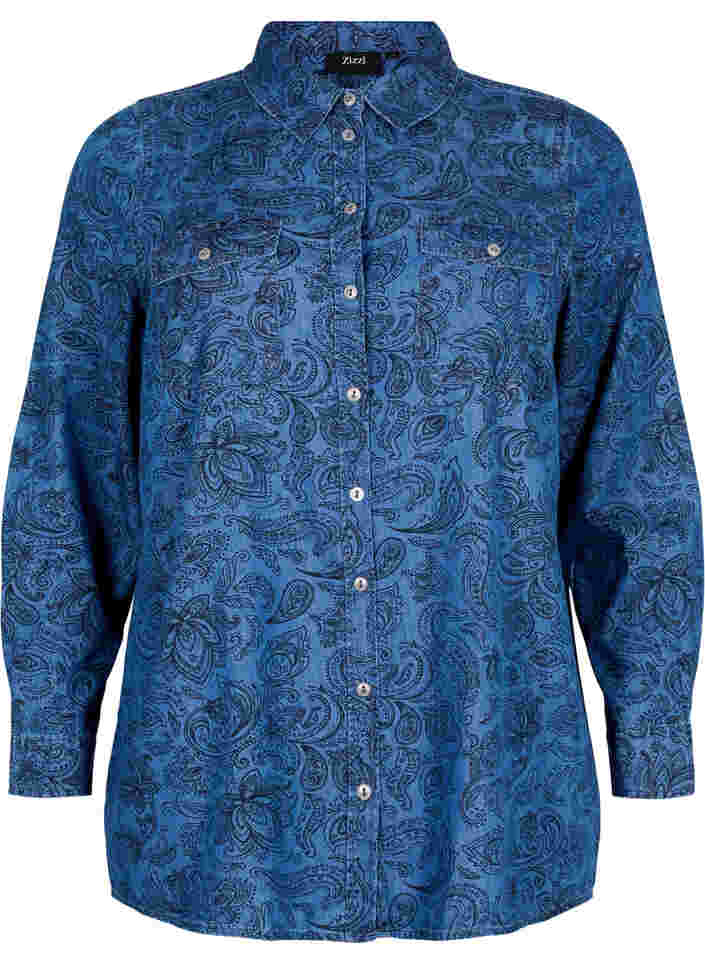 Geruit katoenen overhemd, Blue Paisley, Packshot image number 0