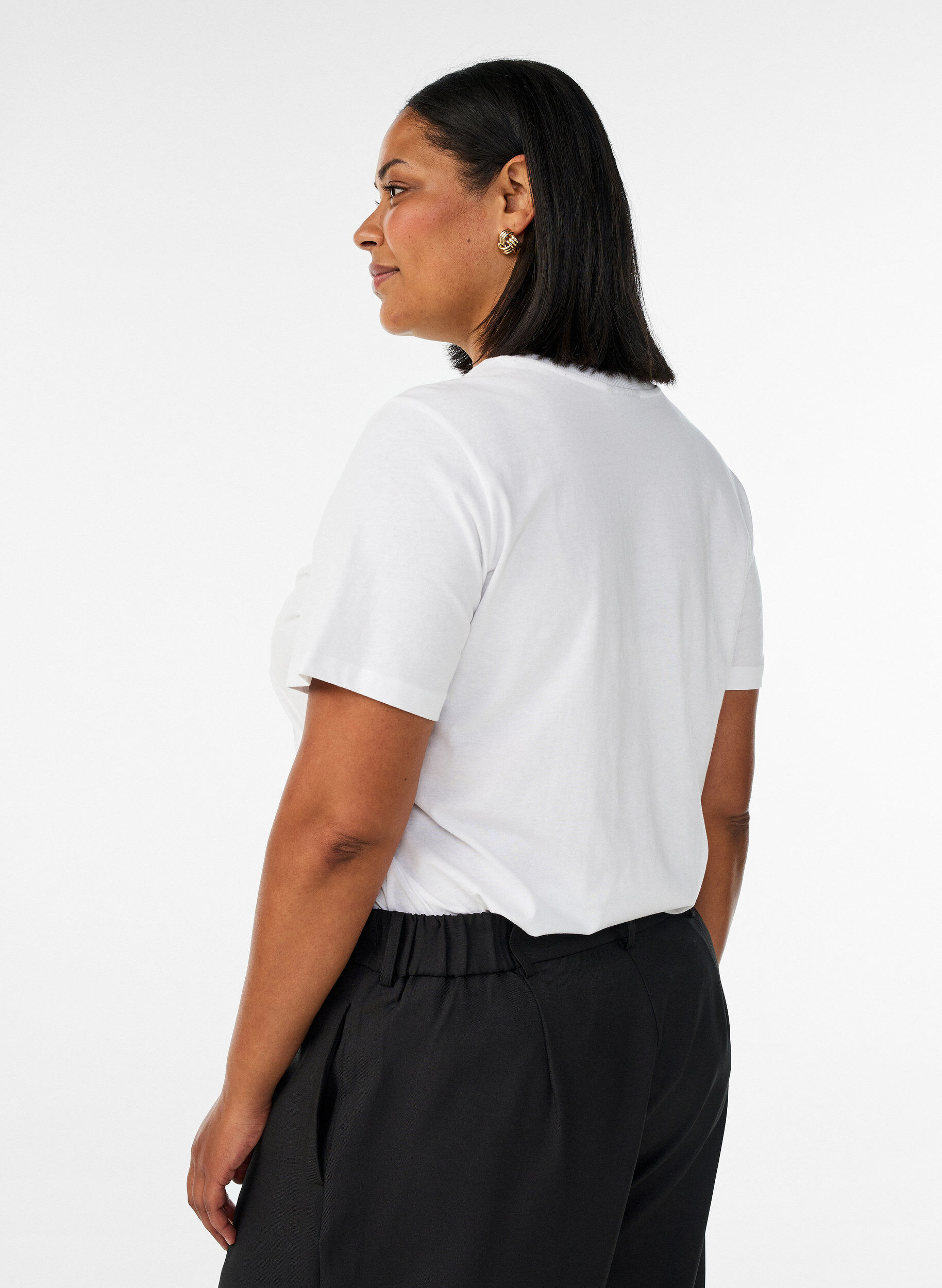 ZizziKatoenen T-shirt met print, Wit, Model image number 2