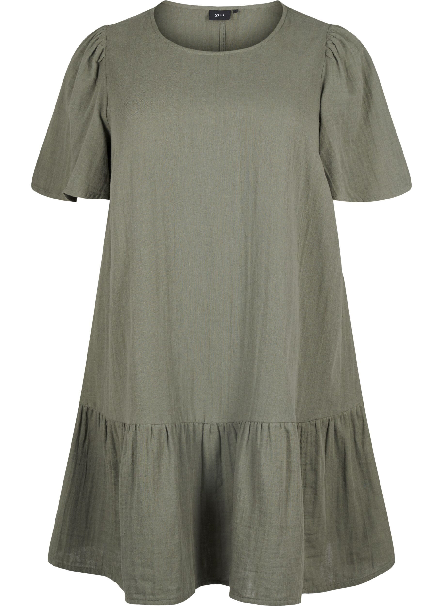 Robe &agrave; manches courtes en coton &agrave; une coupe &eacute;vas&eacute;e.