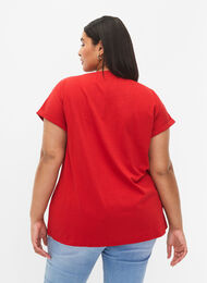 T-shirt à manches courtes en coton mélangé, Tango Red, Model