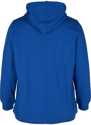 Sweatshirt met capuchon en geribbelde randen, Deep Blue , Packshot image number 1