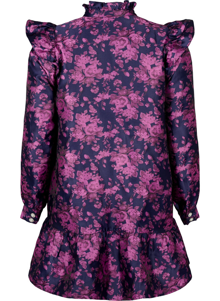 Jurk met ruchedetail en parelknopen, Dark Blue Pink, Packshot image number 1