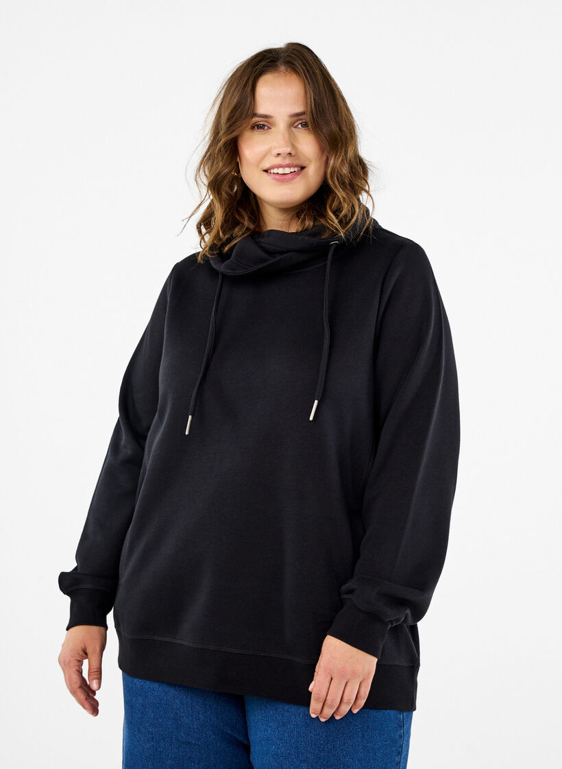 FLASH - Sweatshirt met hoge kraag, Black, Model image number 0