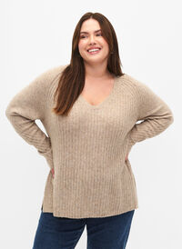Pull en tricot avec fente, Simply Taupe Mel., Model