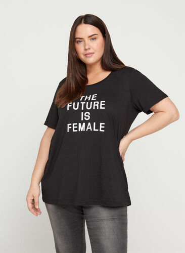 T-shirt met print, Black FUTURE , Model image number 0