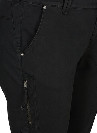Slim fit capri jeans met zakken, Black, Packshot image number 2