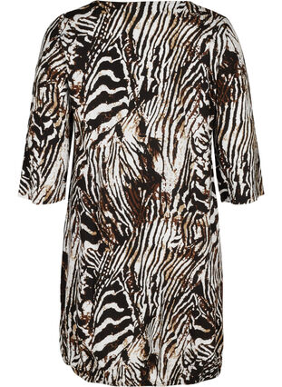 Viscose jurk met 3/4 mouwen, Zebra, Packshot image number 1