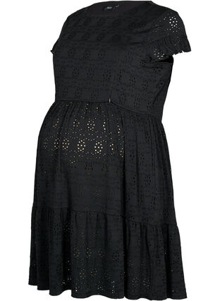 Robe de grossesse en broderie anglaise avec fonction d'allaitement, Black, Packshot image number 0