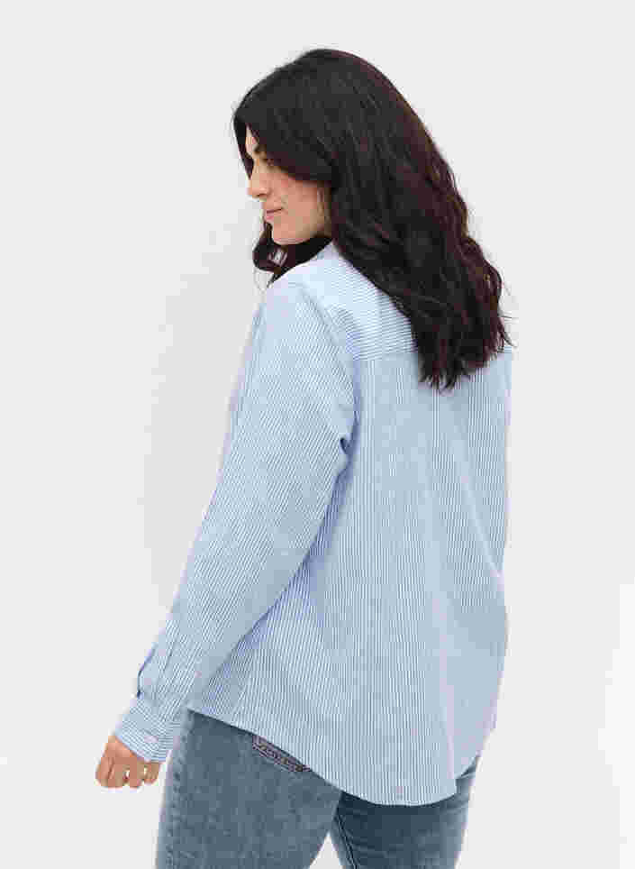 Katoenen blouse met lange mouwen, Blue Striped, Model image number 1