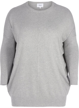 Pull en tricot avec bords côtelés, Light Grey Melange, Packshot image number 0