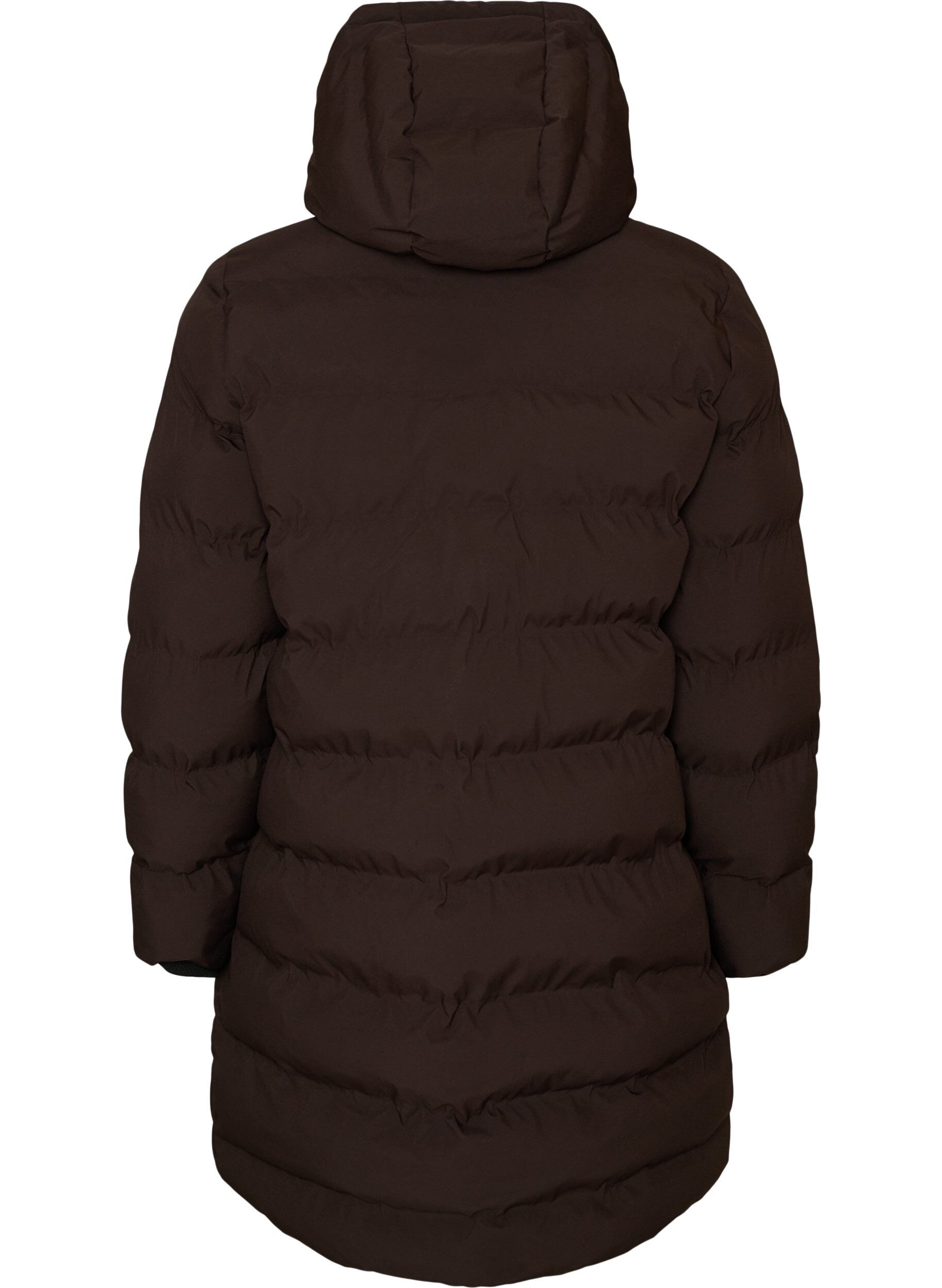 ZizziPufferjas met capuchon en zakken, Bruin, Packshot image number 1