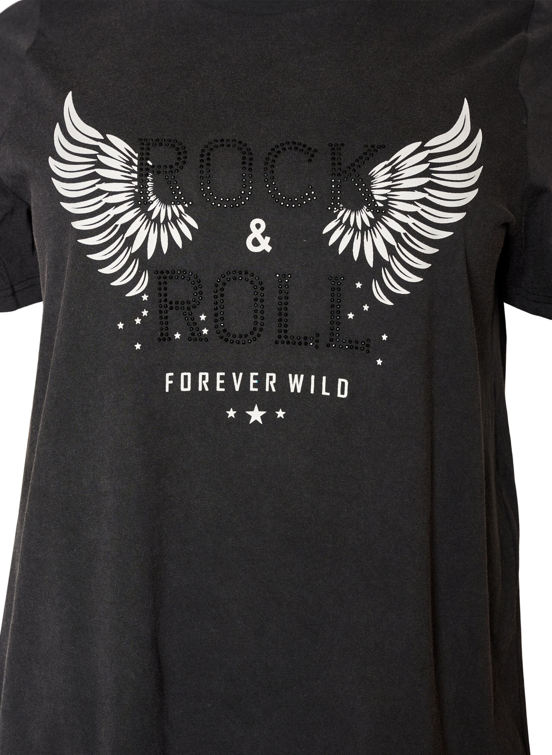ZizziT-shirt en coton bio avec imprim&eacute;, Noir, Packshot image number 2