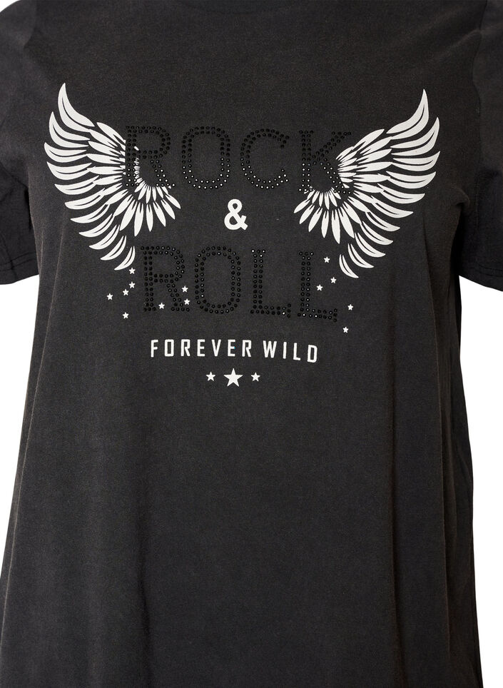 T-shirt en coton bio avec imprim&eacute;, Noir, Packshot image number 2