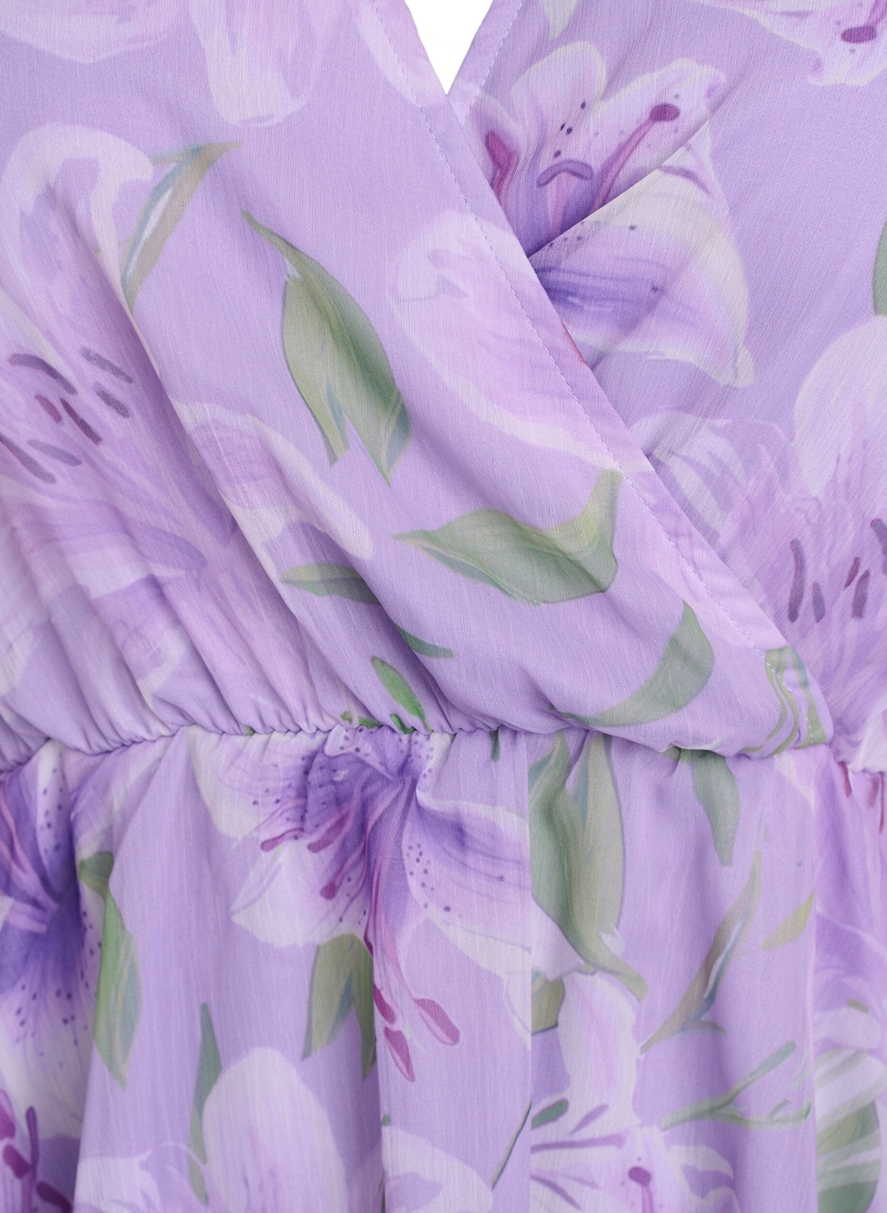 ZizziChemise en mousseline &agrave; imprim&eacute; floral et manches courtes, Mauve, Packshot image number 2