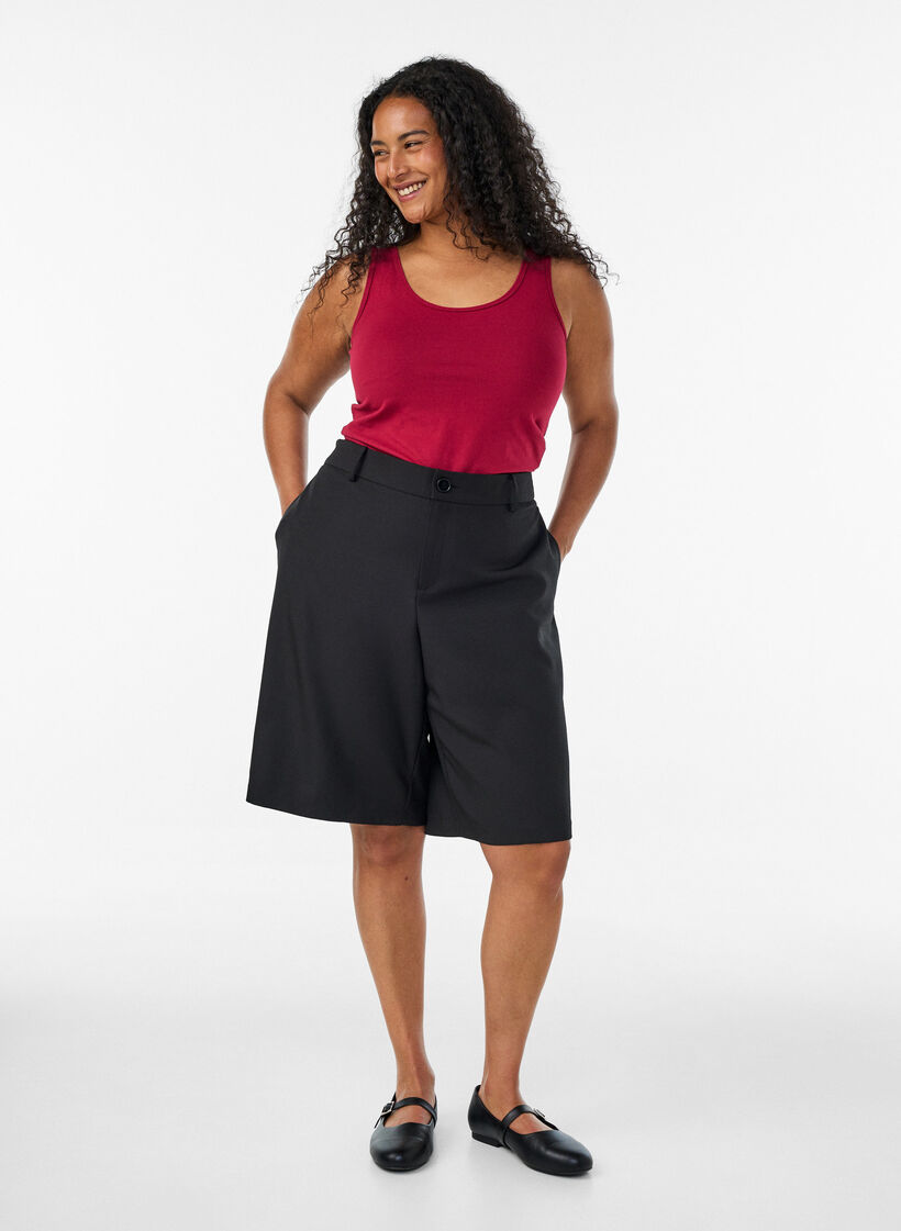 Effen basic top in katoen, Rood, Model image number 1