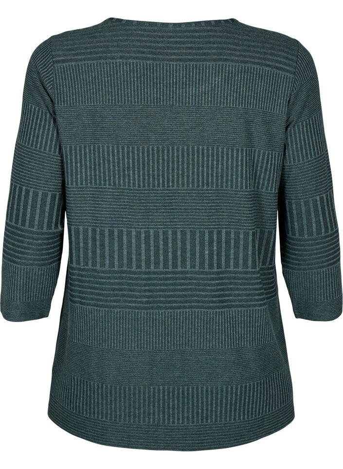 Blouse met driekwartmouwen en een gestreept patroon, Scarab Melange, Packshot image number 1