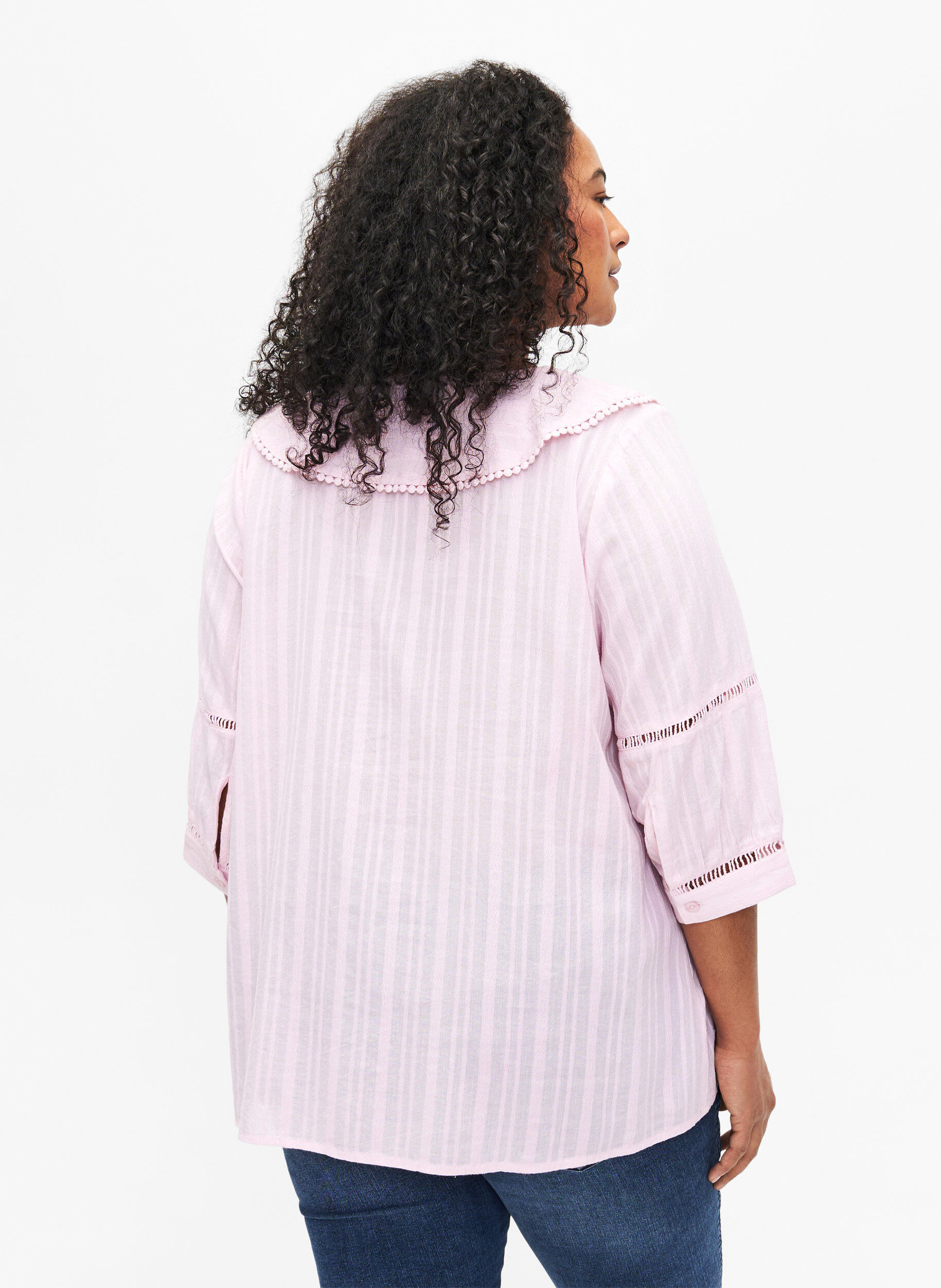 ZizziBlouse met 3/4 mouwen en kant, Almond Blossom, Model image number 1