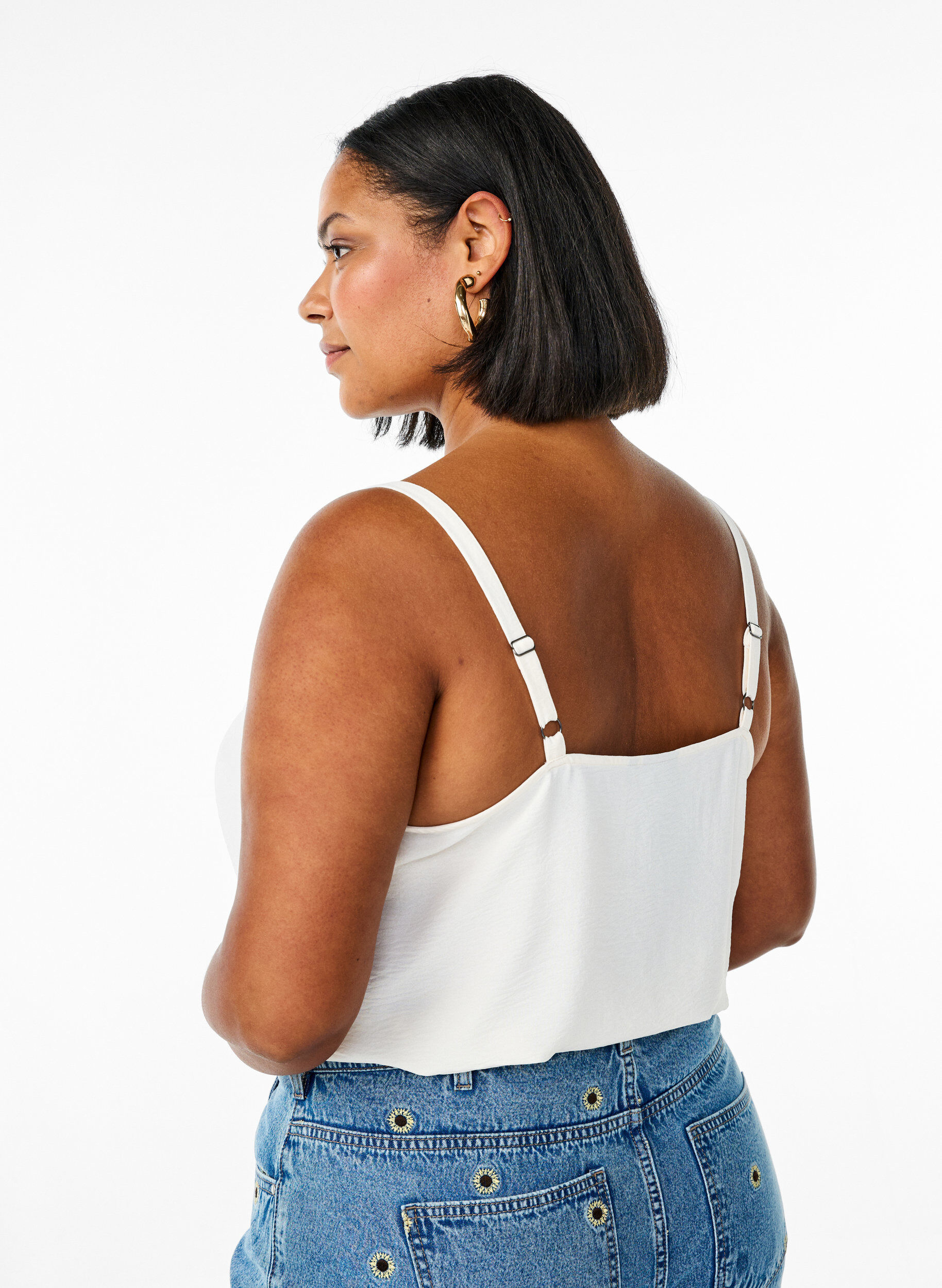 ZizziTop met een golvende zoom, Vanille, Model image number 2