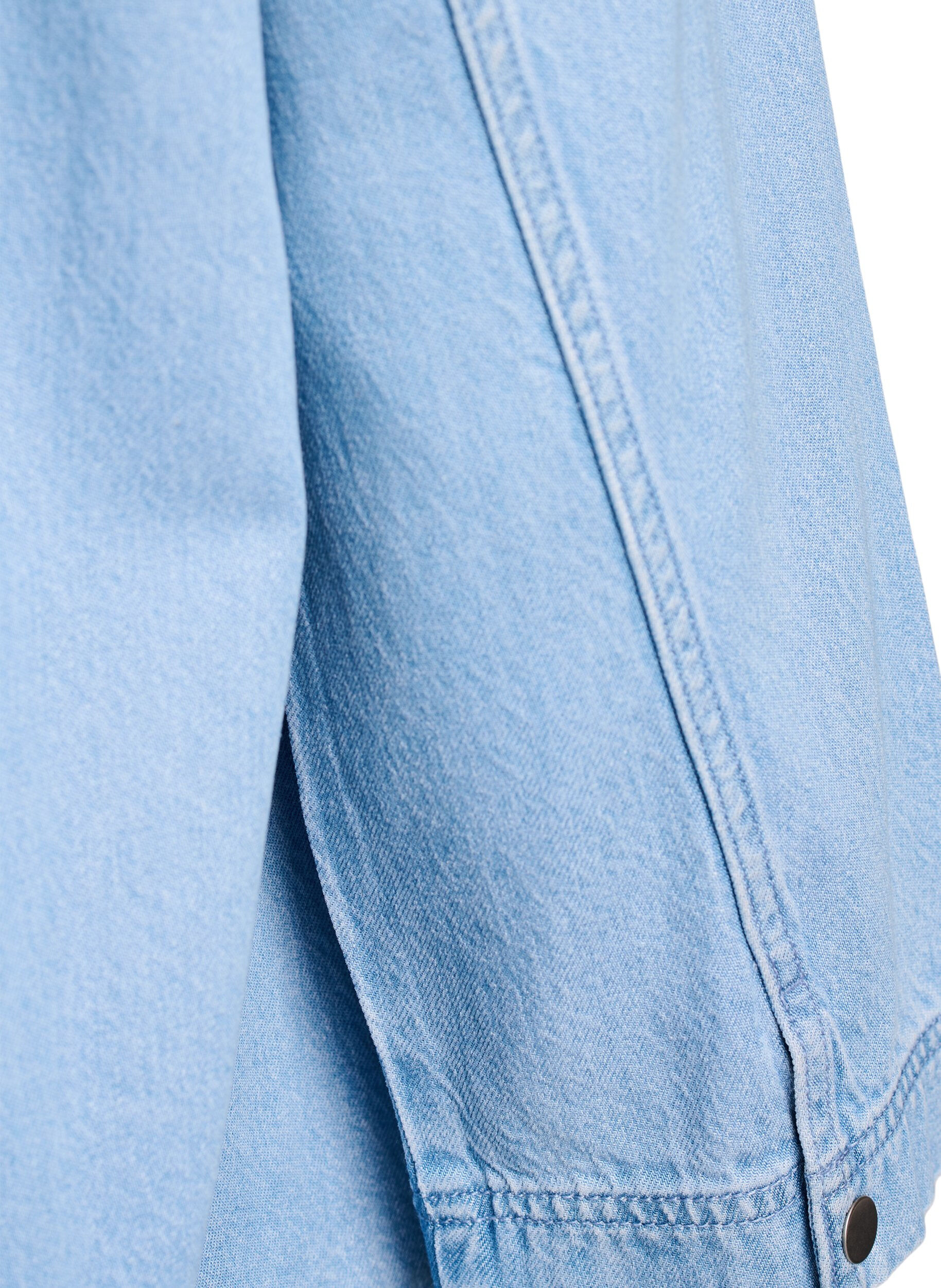 ZizziLos denimshirt met 3/4-mouwen, Blauw, Packshot image number 3