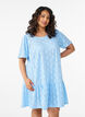 Robe courte en jersey avec broderie ajour&eacute;e, Bleu Clair, Model image number 0