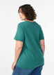 Basic katoenen T-shirt met ronde hals, Groen, Model image number 2