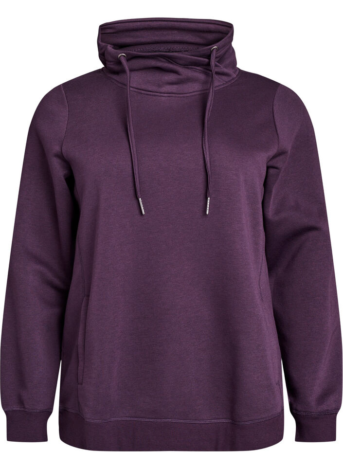 FLASH - Sweat &agrave; col montant et poches, Violet, Packshot image number 0