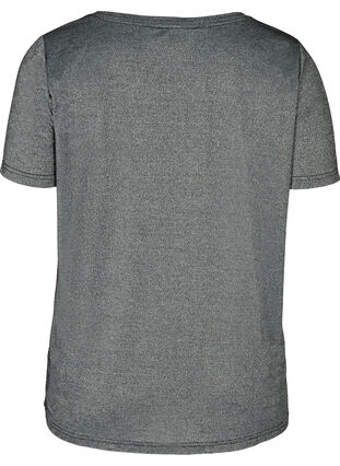 T-shirt met glitters en korte mouwen, Black w Silver , Packshot image number 1