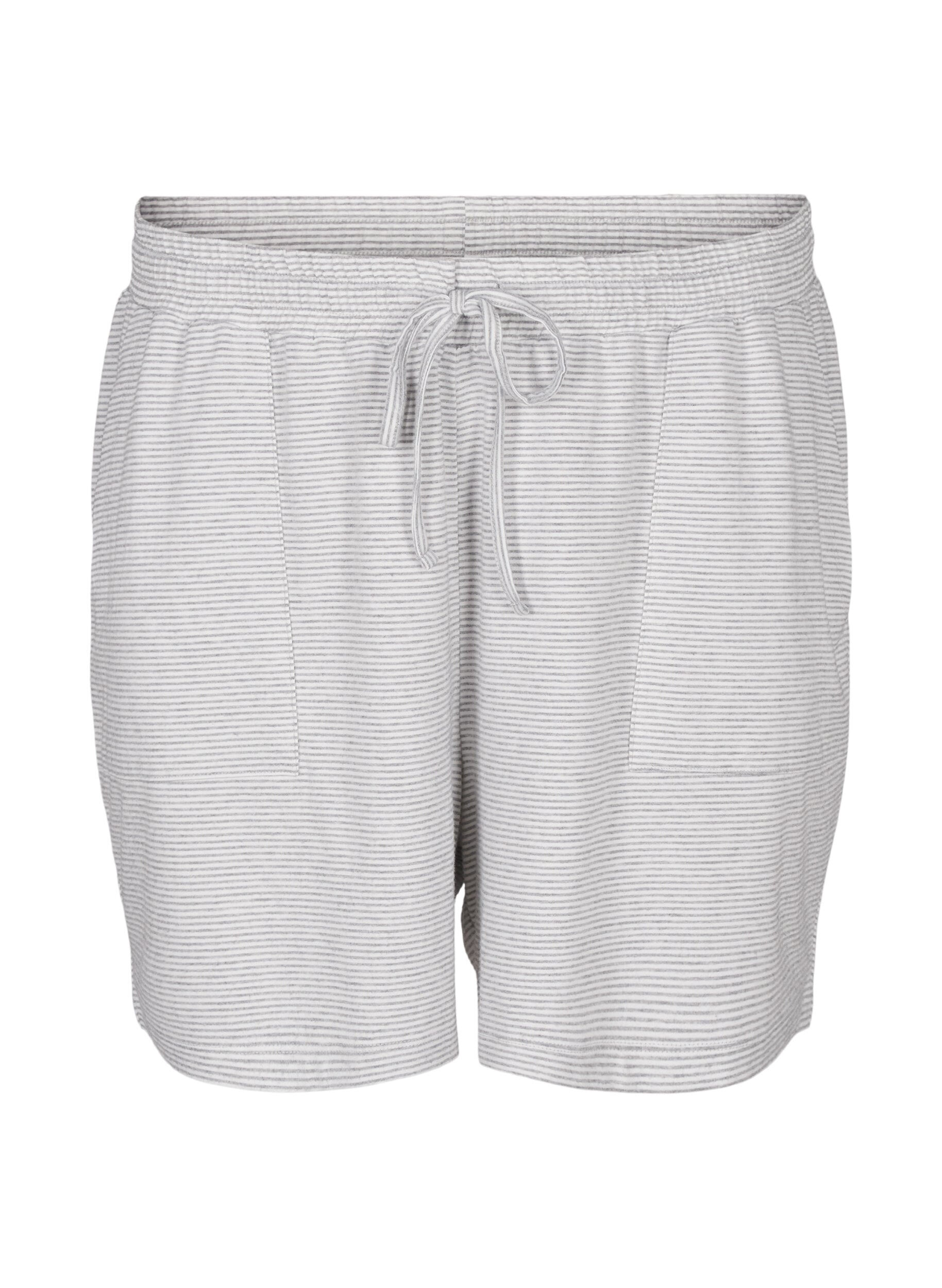 ZizziGestreepte pyjamashorts met hoge taille, LGM Stripe, Packshot image number 0