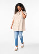 Gestreepte tuniek met knopen en borstzakken, Beige, Model image number 1