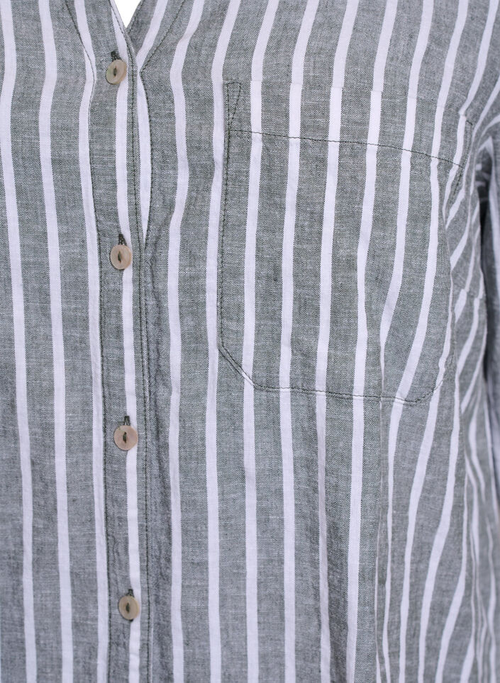 Chemise en lin et viscose avec manches 3/4, Vert, Packshot image number 2