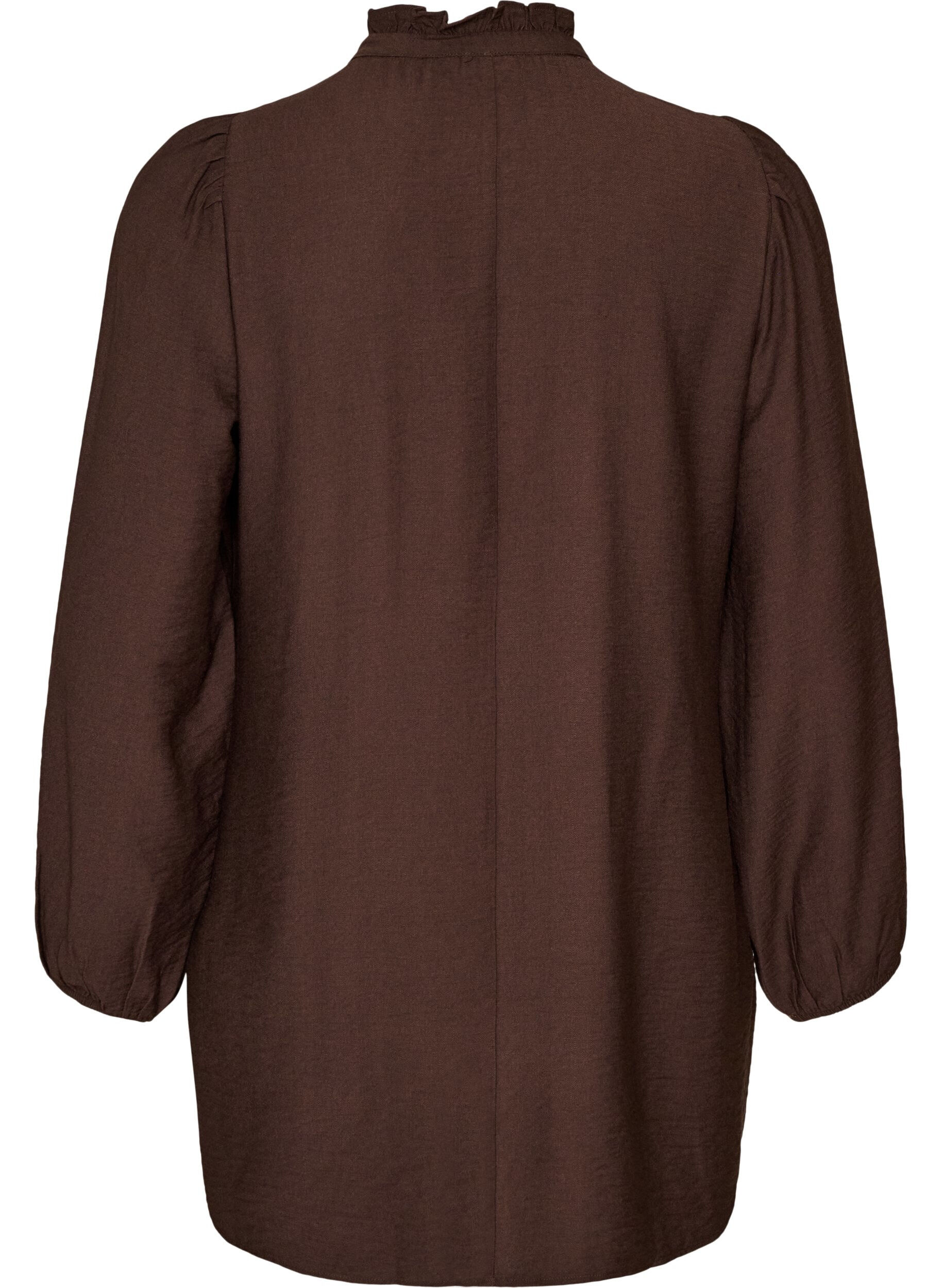 ZizziTunique en viscose avec volants et boutons, Marron, Packshot image number 1